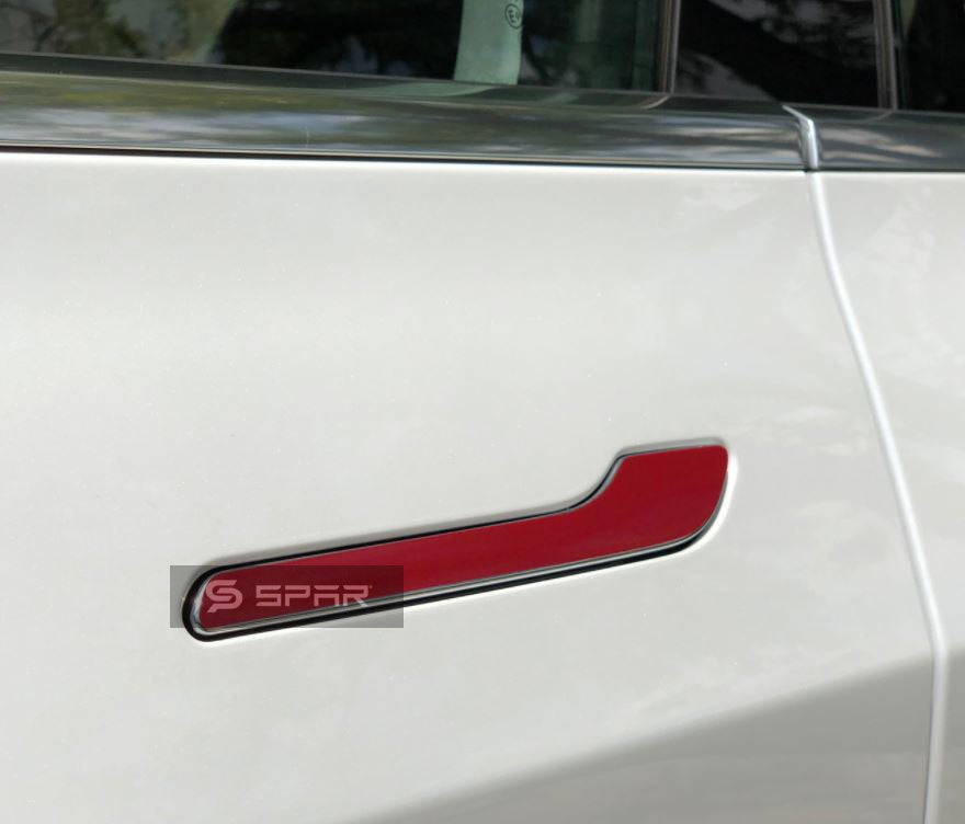 أغطية لمقابض الباب بلون أحمر لسيارة من نوع تيسلا الطراز (3/Y)