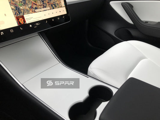 PEARL WHITE CENTER CONSOLE STICKER WRAP KIT FOR TESLA MODEL 3