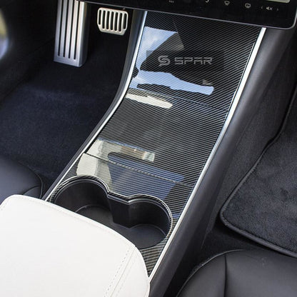 CARBON FIBER CENTER CONSOLE MOLDED TRIMS FOR TESLA MODEL 3