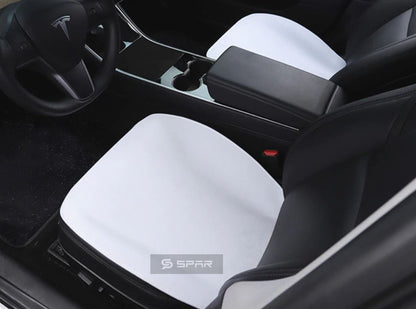 غطاء جلدي لمسند ظهر المقاعد الخلفية بلون أبيض لسيارة من نوع تيسلا الطراز (3/Y)