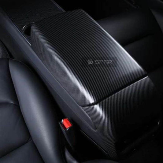 GENUINE CARBON FIBER ARMREST MOLDED COVER FOR TESLA MODEL 3-Y (MATTE)