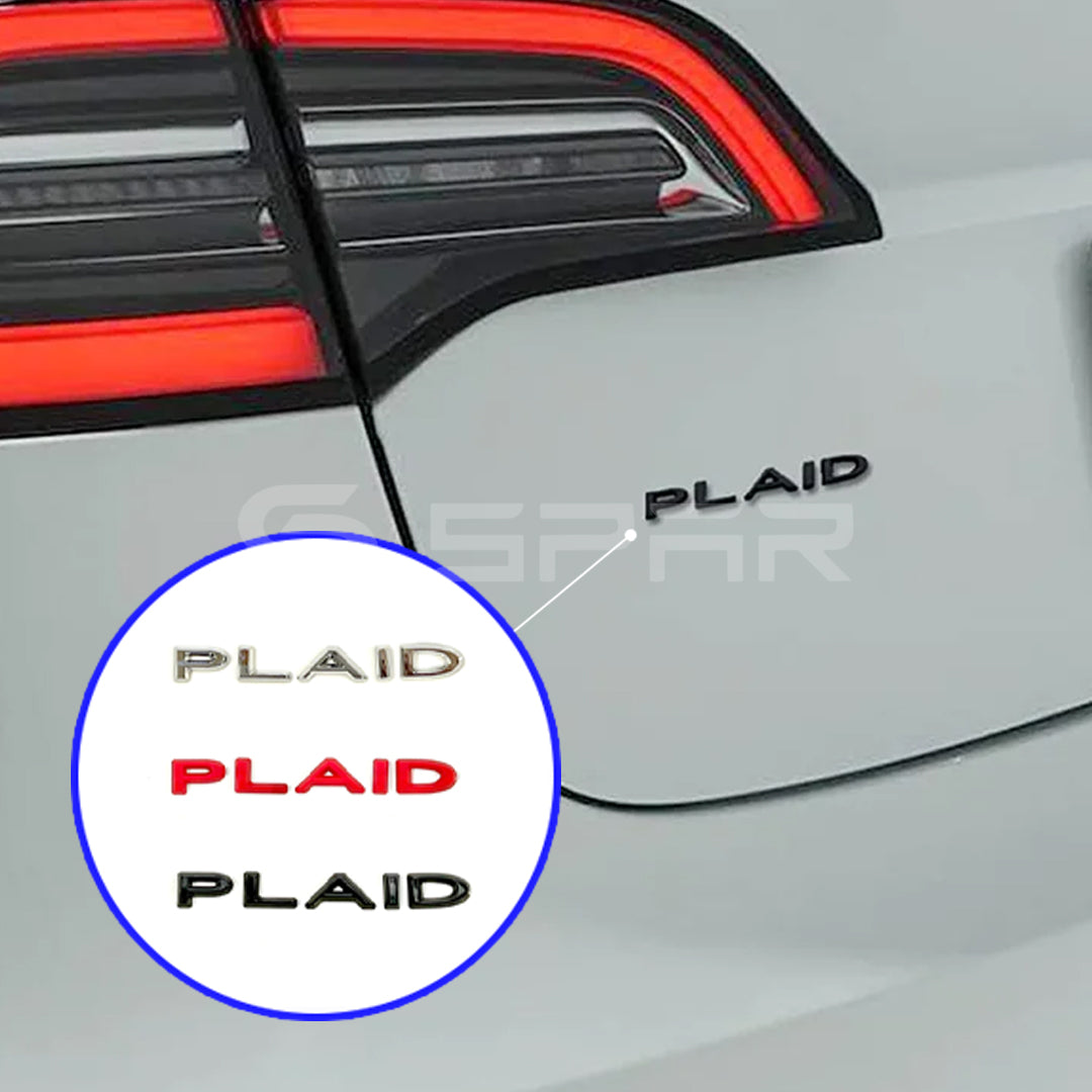 Plaid Letter Emblem for Tesla Model S/3/X/Y