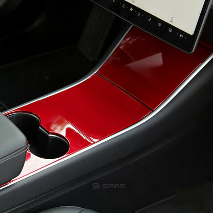 RED CENTER CONSOLE MOLDED TRIMS FOR TESLA MODEL 3