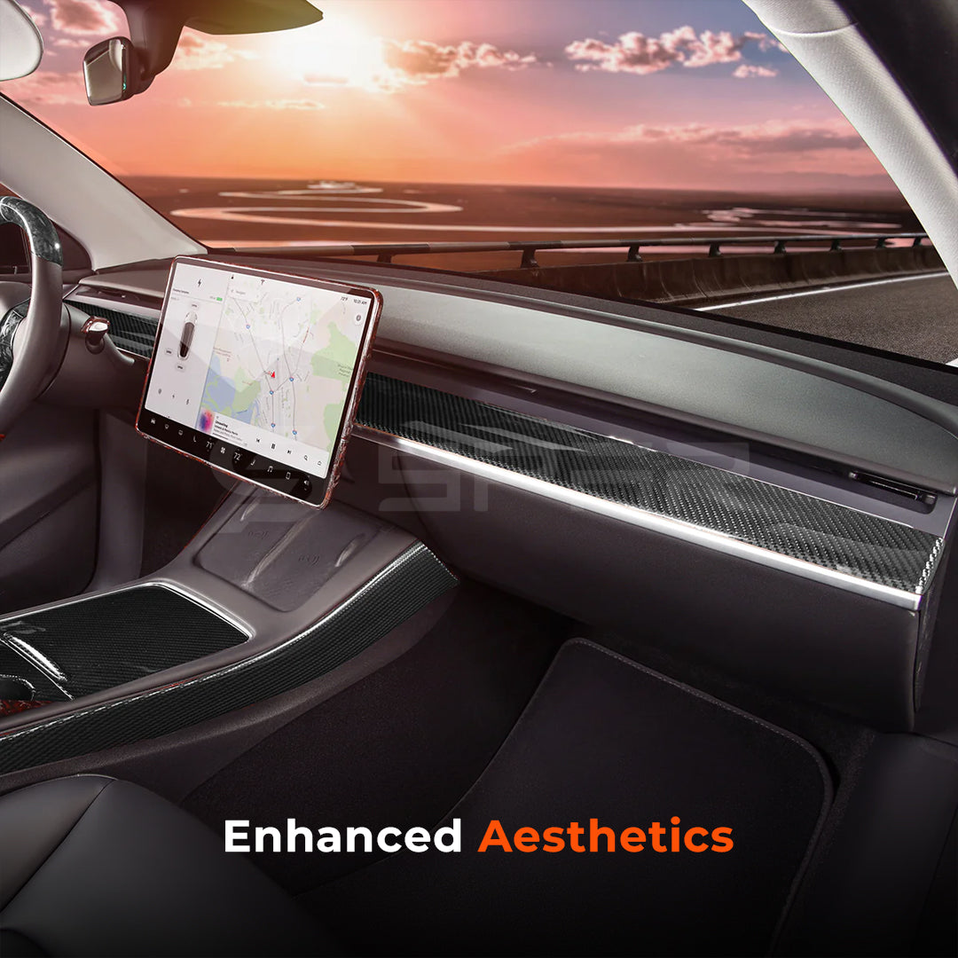 Carbon Fiber Molded Dashboard Trim for Tesla Model 3/Y