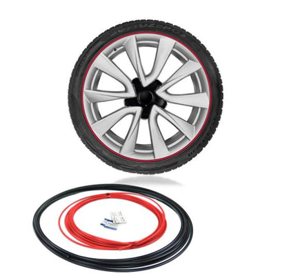 RED RIM PROTECTING WHEEL BANDS (19") FOR TESLA MODEL 3