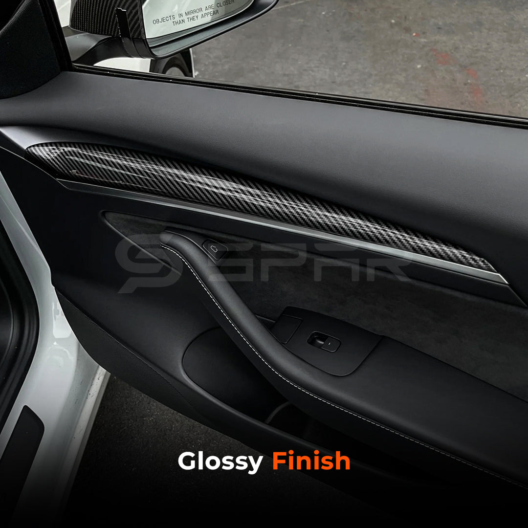 Front Door Panel Accent Trims Carbon Fiber for Tesla Model 3/Y