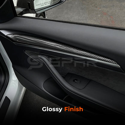 Front Door Panel Accent Trims Carbon Fiber for Tesla Model 3/Y